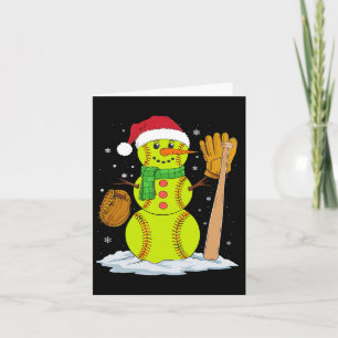 Christmas Snowman Softball Pitcher Boys Kids Teens Card