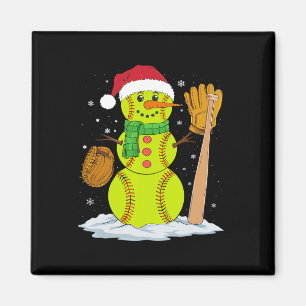 Christmas Snowman Softball Pitcher Boys Kids Teens Magnet
