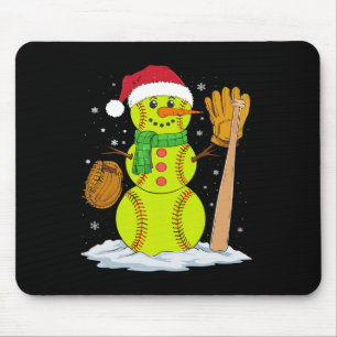 Christmas Snowman Softball Pitcher Boys Kids Teens Mouse Mat