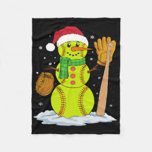 Christmas Snowman Softll Pitcher Boys Kids Teens X Fleece Blanket