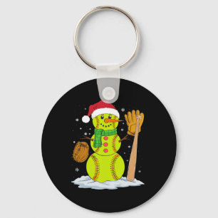 Christmas Snowman Softll Pitcher Boys Kids Teens X Key Ring