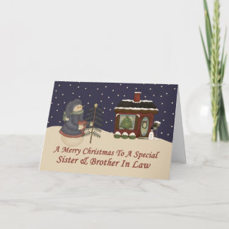 Christmas Snowman Special Sister & Brother In Law Holiday Card