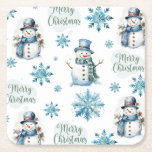 Christmas Snowman Square Paper Coaster<br><div class="desc">Christmas Snowman Square Paper Coaster</div>