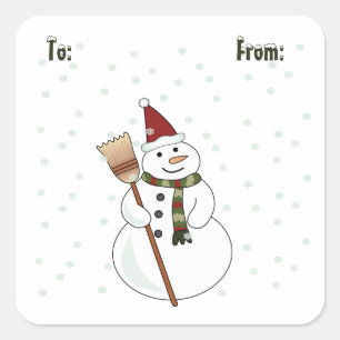 Christmas Snowman Square Sticker
