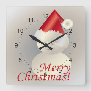 Christmas Snowman Square Wall Clock