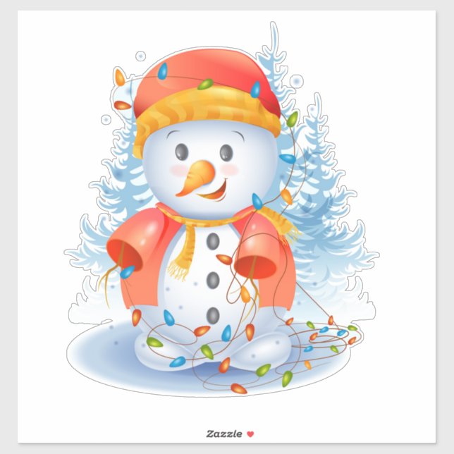 Christmas Snowman  Sticker (Sheet)