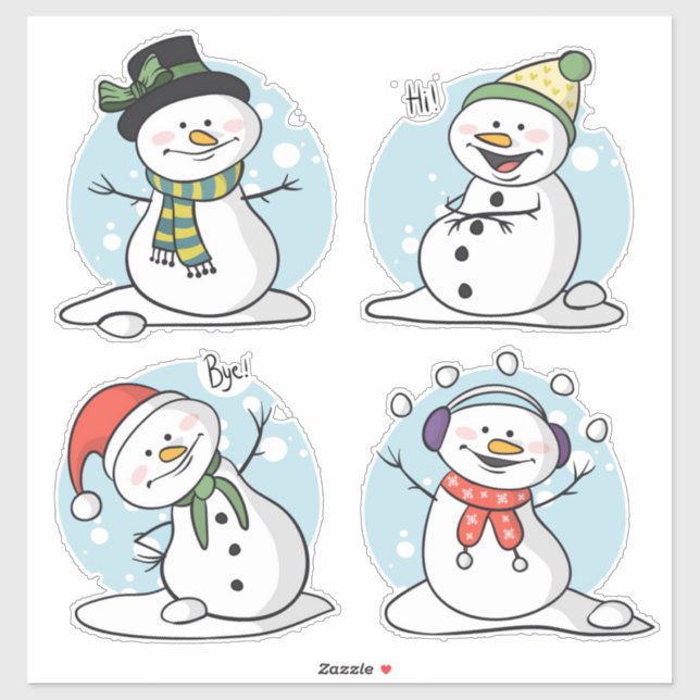 Christmas Snowman  Sticker (Sheet)
