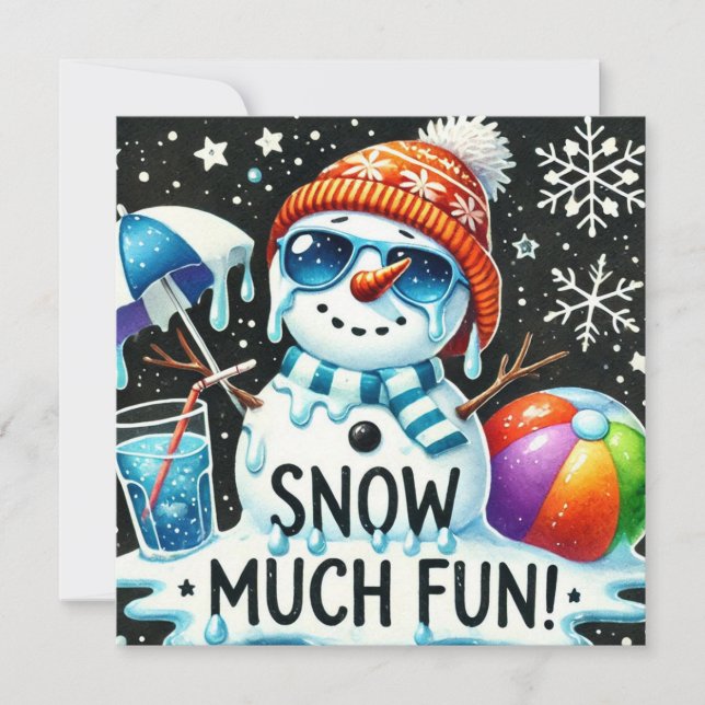 Christmas Snowman summer snow fun Holiday Card (Front)