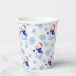 Christmas Snowman Surface Pattern  Paper Cups<br><div class="desc">White Christmas Snowman With snowflake Christmas themed surface pattern design paper Cup</div>