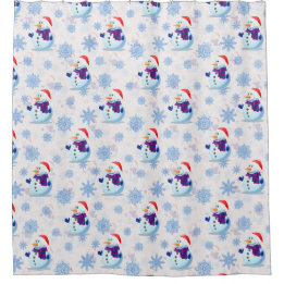 Christmas Snowman Surface Pattern  Shower Curtain