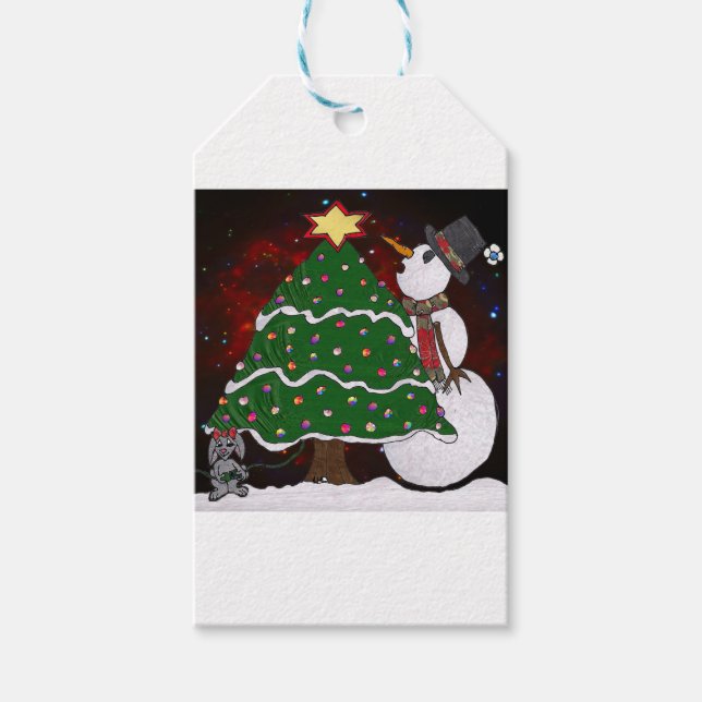 Christmas Snowman Surprise Holidays Gift Tags (Front)