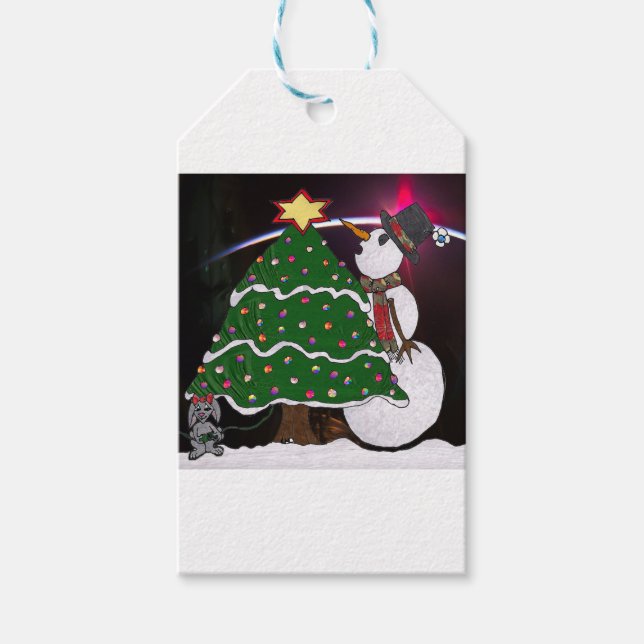 Christmas Snowman Surprise Holidays Gift Tags (Front)