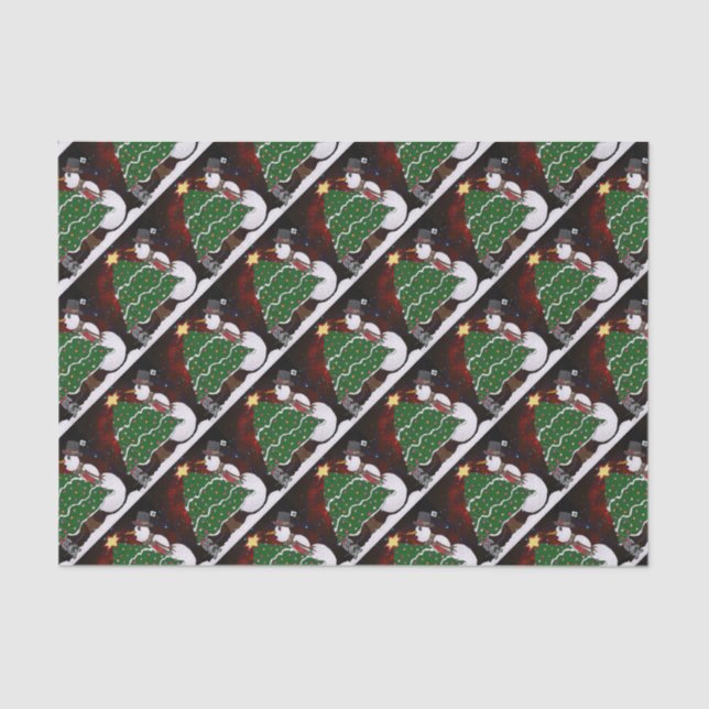 Christmas Snowman Surprise Holidays Tissue Paper (Front)