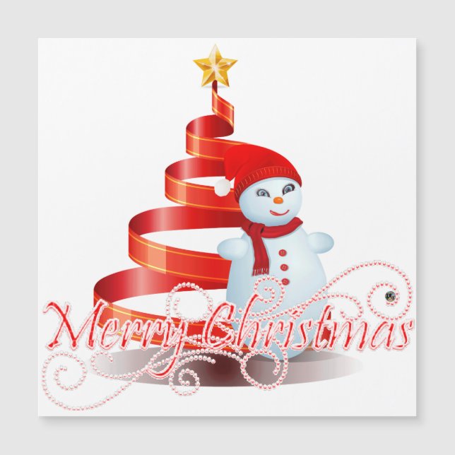 Christmas Snowman Thin Magnetic Card (Front)