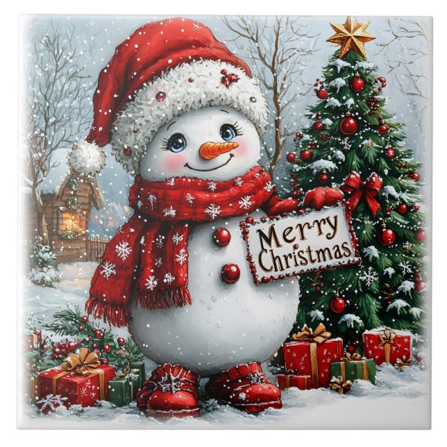 Christmas Snowman Tile (Front)