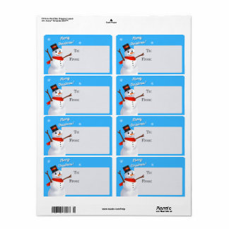 Christmas Snowman To From Label Stickers
