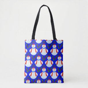 christmas snowman tote bag