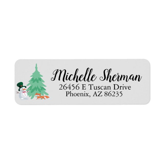Christmas Snowman Tree Personalised Return Address (Front)