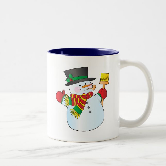 Christmas Snowman Two-Tone Coffee Mug (Right)