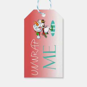 Christmas Snowman Unwrap Me Gift Tag