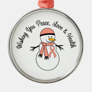 Christmas Snowman Uterine Cancer Ribbon Metal Tree Decoration