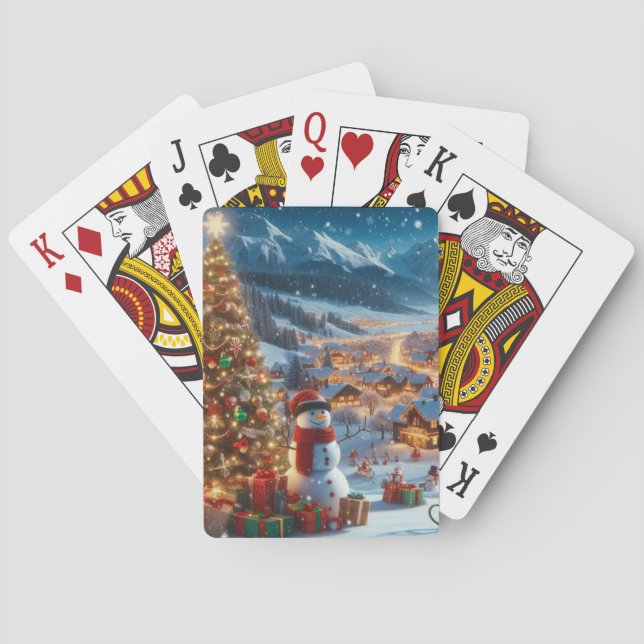 Christmas Snowman Village Playing Cards (Back)