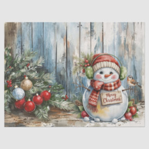 Christmas Snowman Vintage Watercolor Decoupage  Tissue Paper