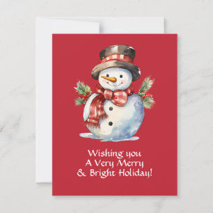 Christmas Snowman Watercolor Custom Card