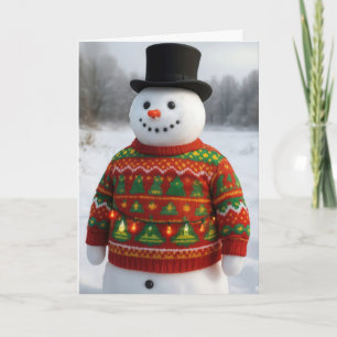 Christmas Snowman Wearing an Ugly Sweater Card