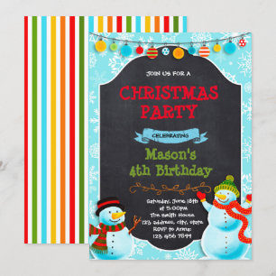 Christmas snowman winter birthday invitation