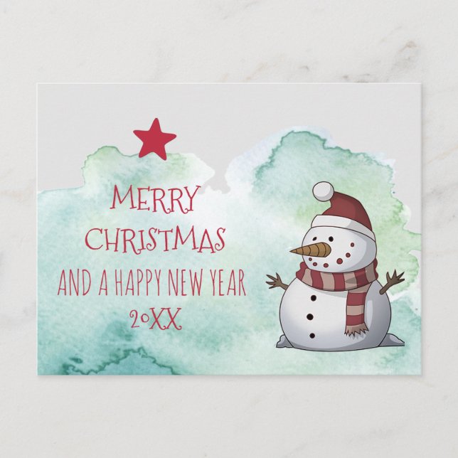 CHRISTMAS SNOWMAN WISHING POST CARD (Front)