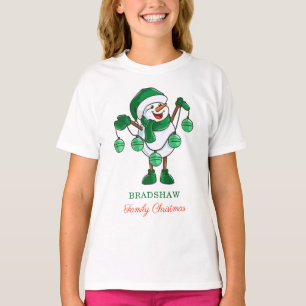 Christmas Snowman with Baubles Family Matching T-Shirt