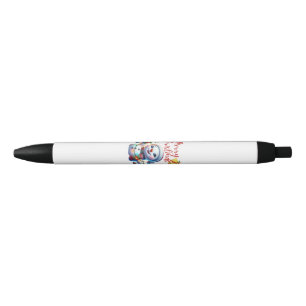 Christmas Snowman with Bells Festive Holiday Art Black Ink Pen