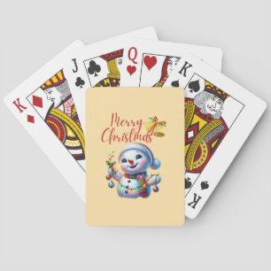 Christmas Snowman with Bells Festive Holiday Art Playing Cards