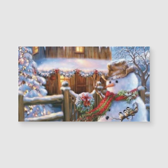 Christmas Snowman with Birds Magnet (Front)
