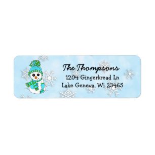 Christmas Snowman with blue Snowflake Background