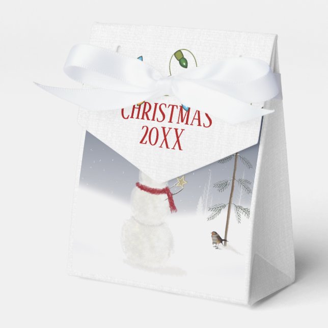 Christmas snowman with gold star for tree favour box (Front Side)