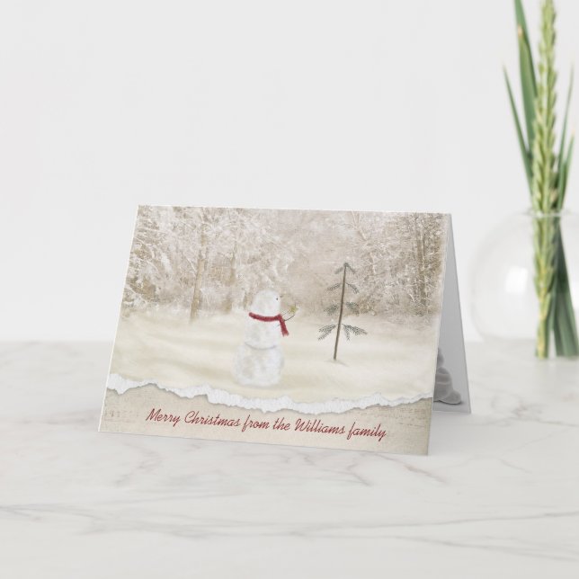 Christmas snowman with gold star from family holiday card (Front)