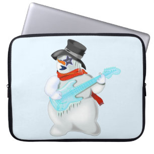Christmas Snowman with Guitar Laptop Sleeve Gift