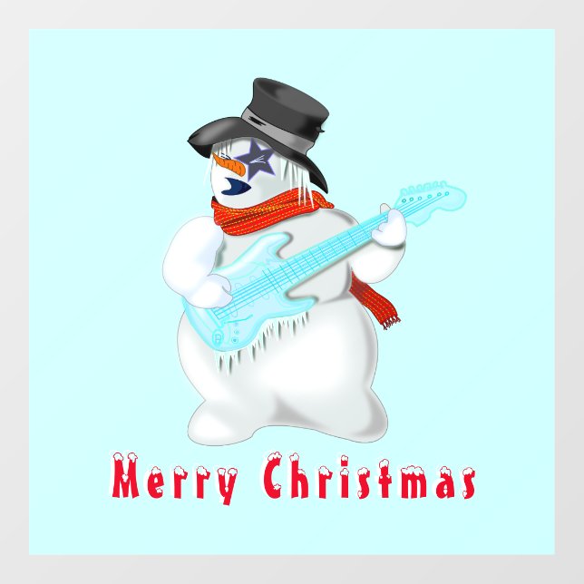 Christmas Snowman with Guitar Window Cling (Sheet)