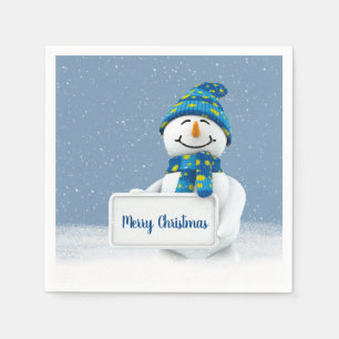 Christmas Snowman with Sign Napkin