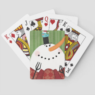 Christmas Snowman with Singing Bird Playing Cards