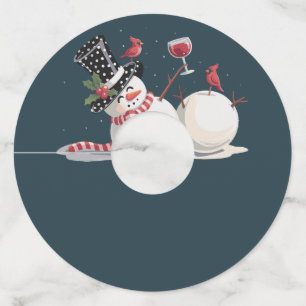Christmas Snowman With Wine Gift Xmas Drinking Glass Tag