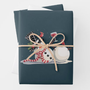 Christmas Snowman With Wine Gift Xmas Drinking Wrapping Paper Sheet