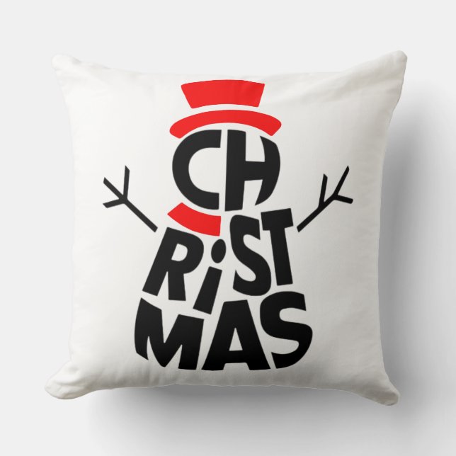 Christmas Snowman Word Art  Cushion (Front)