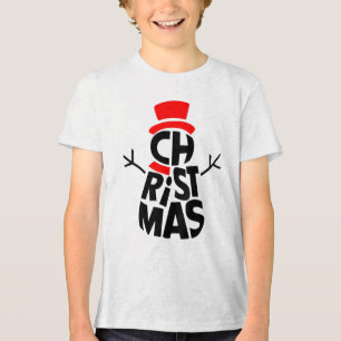 Christmas Snowman Word Art Tri-Blend Shirt