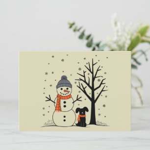 Christmas Snowman Xmas Dog Winter Holiday Card