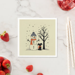 Christmas Snowman Xmas Dog Winter Napkin
