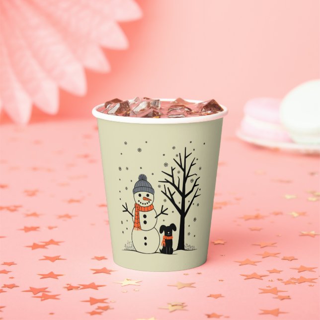 Christmas Snowman Xmas Dog Winter Paper Cups (Insitu)