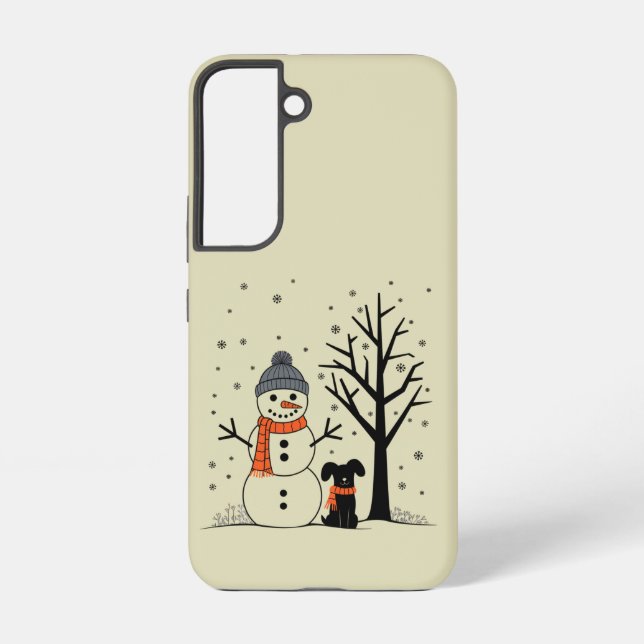 Christmas Snowman Xmas Dog Winter Samsung Galaxy S22 Case (Back)